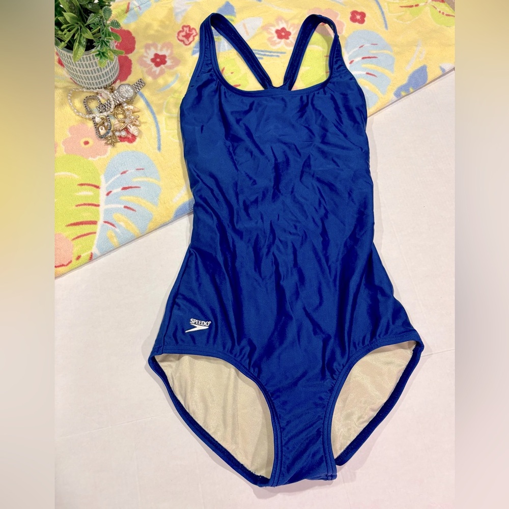 Speedo Dark Ocean Blue Open Back Full Coverage Size 10
